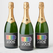 Étiquettes Pour Bouteilles De Vin Mousseux Batterie 100% Gay Funny LGBT Pride Mois Égalité (Bouteilles)
