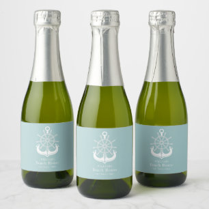Étiquettes Pour Bouteilles De Vin Mousseux Beach House Nom de famille Ancre