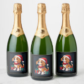 Étiquettes Pour Bouteilles De Vin Mousseux Beagle Xmas Éclairage Père Noël Beagle Chien Noël  (Bouteilles)