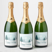 Étiquettes Pour Bouteilles De Vin Mousseux Beau Noël Arbres Fêtes d'hiver Fête (Bouteilles)