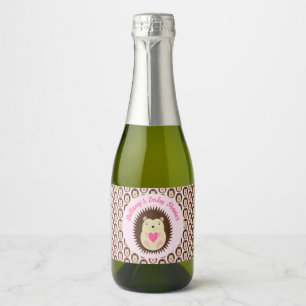 Étiquettes Pour Bouteilles De Vin Mousseux Belle Bébé Fille Hérisson Rose Baby Shower