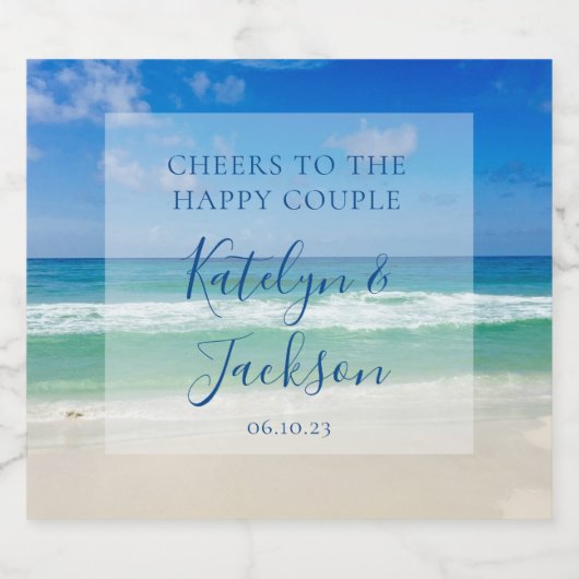 Étiquettes Pour Bouteilles De Vin Mousseux Belle plage Photographie Ocean Waves Mariage (Étiquettes simples)