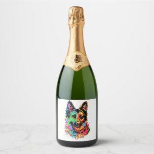 Étiquettes Pour Bouteilles De Vin Mousseux Berger allemand coloré