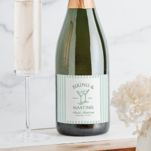 Étiquettes Pour Bouteilles De Vin Mousseux Bikinis & Martinis Green Bachelorette