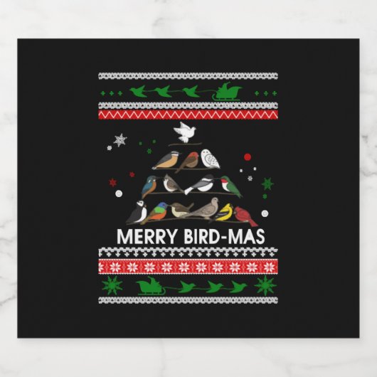 Étiquettes Pour Bouteilles De Vin Mousseux Bird Christmas (Étiquettes simples)