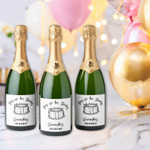 Étiquettes Pour Bouteilles De Vin Mousseux Black Bow Tying Up Her Twenties 30th Birthday