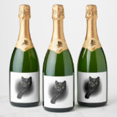 Étiquettes Pour Bouteilles De Vin Mousseux Black Cat Yellow Eyes (Bouteilles)
