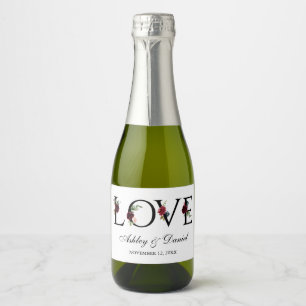 Étiquettes Pour Bouteilles De Vin Mousseux Bleu Bourgogne Aquarelle Florale Amour Mariage Min