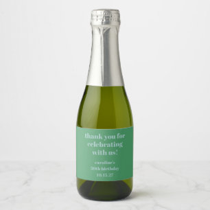 Étiquettes Pour Bouteilles De Vin Mousseux Bleu Vert Moderne Personnalisé Merci pour un 50ème