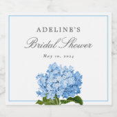 Étiquettes Pour Bouteilles De Vin Mousseux Blue Hydrangea Elégante Fête des mariées (Étiquettes simples)