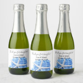 Étiquettes Pour Bouteilles De Vin Mousseux Blue Hydrangea Starfish Merci (Bouteilles)