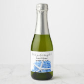 Étiquettes Pour Bouteilles De Vin Mousseux Blue Hydrangea Starfish Merci (Devant)