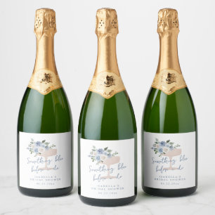 Étiquettes Pour Bouteilles De Vin Mousseux Blue Petals et Prosecco pour une baby shower