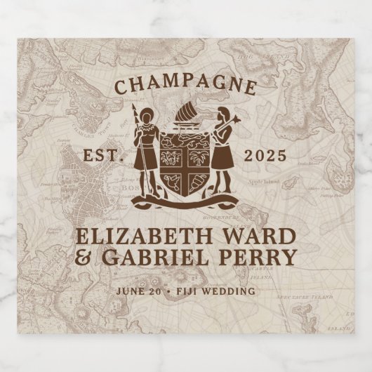 Étiquettes Pour Bouteilles De Vin Mousseux Boho Destination Wedding Fidji (Étiquettes simples)