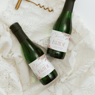 Étiquettes Pour Bouteilles De Vin Mousseux Boho Floral Pampas Rose Gold Chevaux Mini