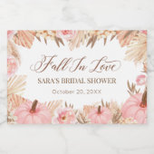 Étiquettes Pour Bouteilles De Vin Mousseux Boho Pampas Pumpkin pink Fall Sparkling Wine Label (Étiquettes simples)