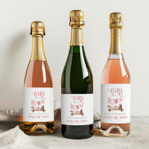 Étiquettes Pour Bouteilles De Vin Mousseux Boho Sweet C'est une fille Baby shower en tissu ro