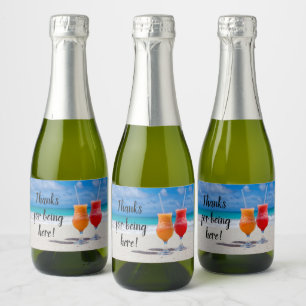 Étiquettes Pour Bouteilles De Vin Mousseux Boissons sur la plage Mariage Mini vin mousseux La