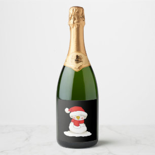 Étiquettes Pour Bouteilles De Vin Mousseux bonhomme de neige de noël