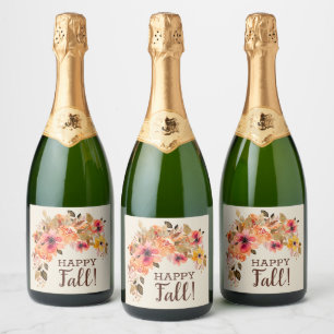 Étiquettes Pour Bouteilles De Vin Mousseux Bonne Chute ! Swag floral d'automne