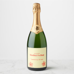 Étiquettes Pour Bouteilles De Vin Mousseux Bonne fête des mères pêche fleurs rose