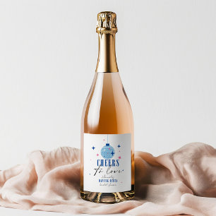 Étiquettes Pour Bouteilles De Vin Mousseux Bougainvillier baptême de mariage Santorin bleu ca