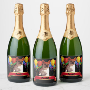Étiquettes Pour Bouteilles De Vin Mousseux Bouledogue français ballon French Bulldog