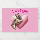 Étiquettes Pour Bouteilles De Vin Mousseux Bouledogue français je t'aime Saint-Valentin  (Étiquettes simples)