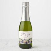 Étiquettes Pour Bouteilles De Vin Mousseux Bouquet de fleurs violettes d'aquarelle Mariage (Devant)
