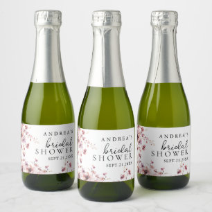 Étiquettes Pour Bouteilles De Vin Mousseux Bourgogne et rose aquarelle floral Baby Shower de