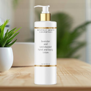 Étiquettes Pour Bouteilles De Vin Mousseux Bouteille de cosmétique minimaliste blanc et or ét