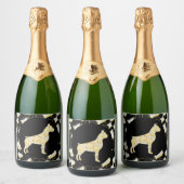 ÉTIQUETTES POUR BOUTEILLES DE VIN MOUSSEUX BOXER DOG  BLING (Bouteilles)
