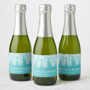 Étiquettes Pour Bouteilles De Vin Mousseux Brunch et Bubbly Turquoise Mini