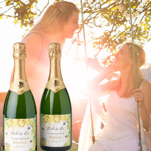 Étiquettes Pour Bouteilles De Vin Mousseux Bumble abeilles miel florales jaunes Fête des mari