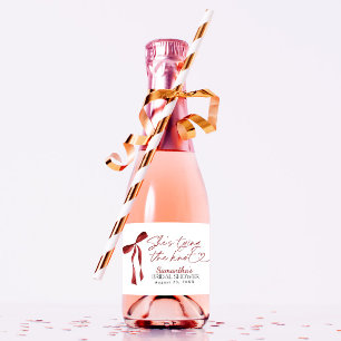 Étiquettes Pour Bouteilles De Vin Mousseux Burgundy Bow Elle noue la Fête des mariées