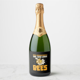Étiquettes Pour Bouteilles De Vin Mousseux Cadeau apiculteur Une fille qui aime les abeille