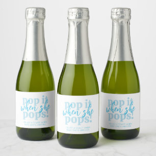 Étiquettes Pour Bouteilles De Vin Mousseux Cadeau de fête prénatale Blue Pop It When She Pops