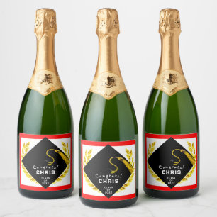Étiquettes Pour Bouteilles De Vin Mousseux Cadeau de la fête d'études collégiales