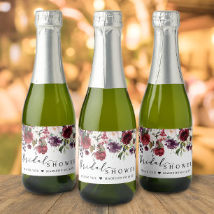 Étiquettes Pour Bouteilles De Vin Mousseux Cadeau de Mariage Floral Rouge Bourgogne