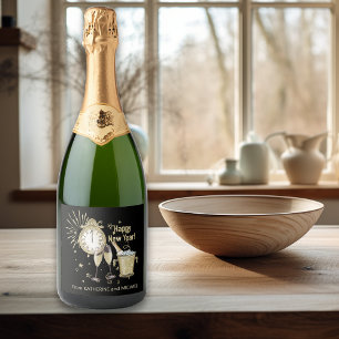 Étiquettes Pour Bouteilles De Vin Mousseux Cadeau Nouvel An Personnalisé Paillettes Dorées 
