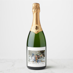 Étiquettes Pour Bouteilles De Vin Mousseux Cadeau photo de Noël minimaliste moderne