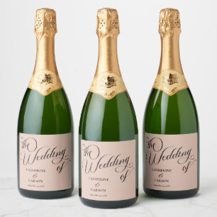 Étiquettes Pour Bouteilles De Vin Mousseux Calligraphie moderne Mariage beige