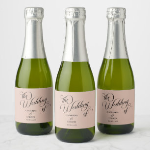 Étiquettes Pour Bouteilles De Vin Mousseux Calligraphie moderne Mariage beige