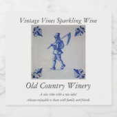 Étiquettes Pour Bouteilles De Vin Mousseux Carreaux bleus Delft - Modèle (Étiquettes simples)
