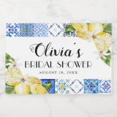 Étiquettes Pour Bouteilles De Vin Mousseux Carrelage bleu Citron Fête des mariées Vin bouteil (Étiquettes simples)