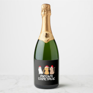 Étiquettes Pour Bouteilles De Vin Mousseux Cat Christmas