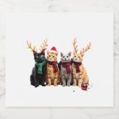 Étiquettes Pour Bouteilles De Vin Mousseux Cat Christmas Light Reindee Père Noël Christmas Ca (Étiquettes simples)