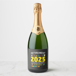 Étiquettes Pour Bouteilles De Vin Mousseux Catégorie de retraite du compte à rebours 2025 en 
