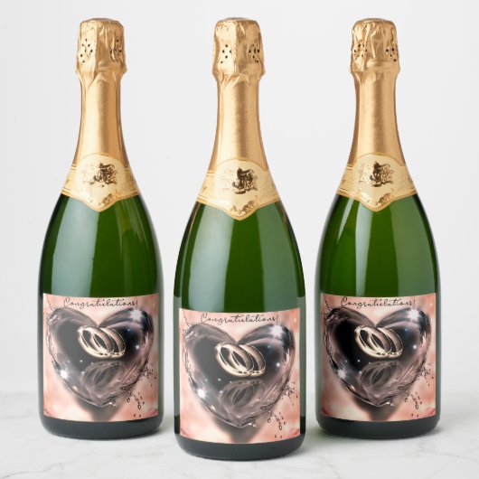 Étiquettes Pour Bouteilles De Vin Mousseux Ce que Dieu a mis ensemble Mariage (rose) (Bouteilles)