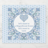 Étiquettes Pour Bouteilles De Vin Mousseux Céramique Lace Bleu clair (Étiquettes simples)